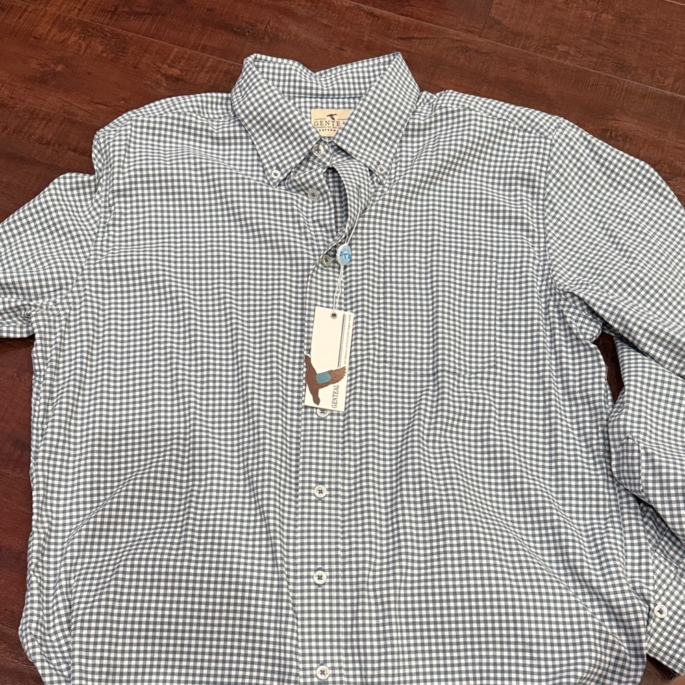 Gen Teal Men's Checkered Button-Down Shirt